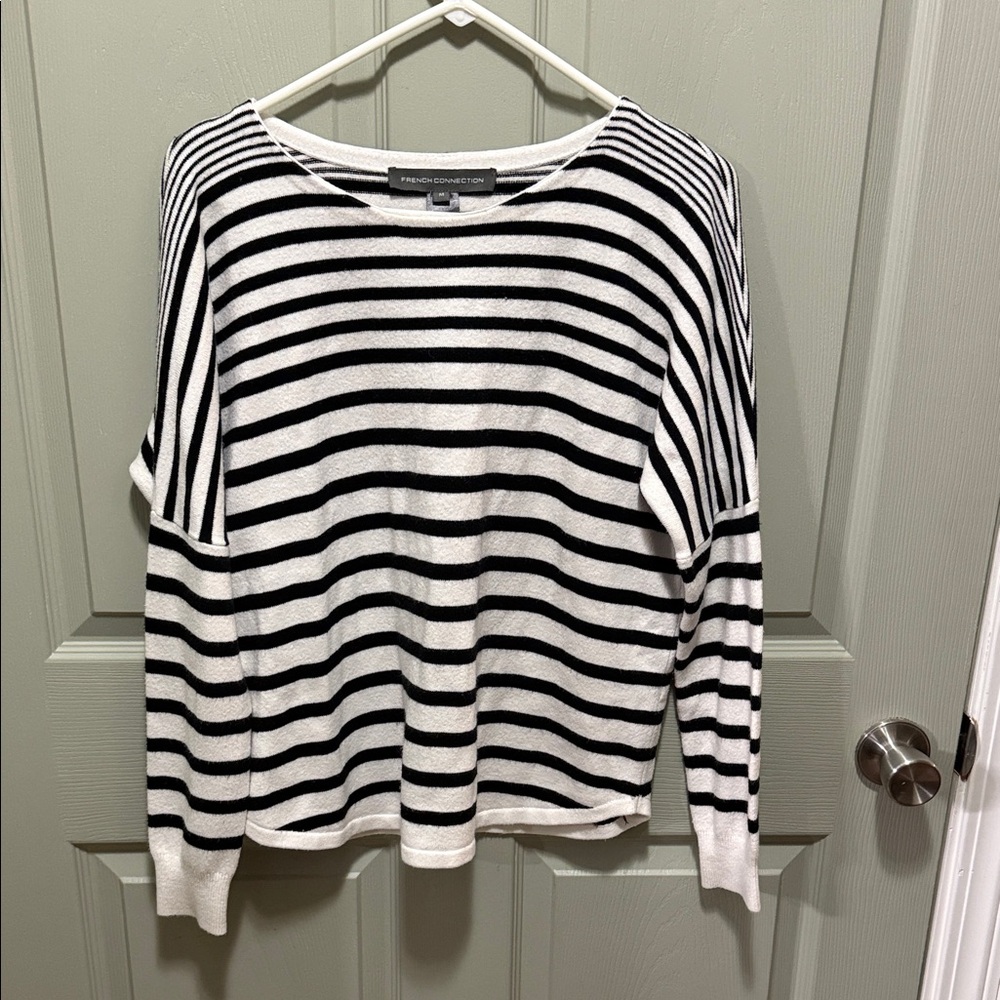 French Connection Black and White Striped Sweater
